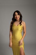 Vestido Longo Alças Finas Decote Nas Costas Verde