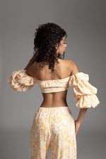 Conjunto Top Ombro A Ombro E Calça Pantalona