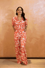 Conjunto de Camisa e Calça de Seda Estampado