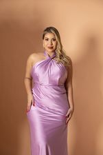 Vestido longo seda  frente única
