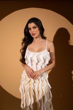 Blusa Alças Finas Com Babados Longo Boho