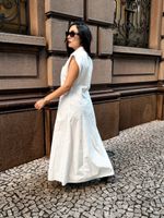 Vestido Longo Estilo Camisa Manga Curta