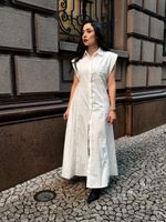 Vestido Longo Estilo Camisa Manga Curta