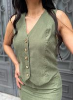 Colete Suede Botões Dourado