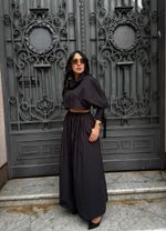 Saia Longa Elastic Drape Preto