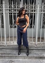Cropped Alfaiataria Corset Chic Preto