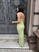 Vestido Longo de Alça com Babados