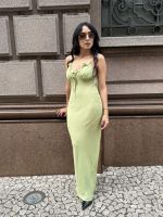 Vestido Longo de Alça com Babados