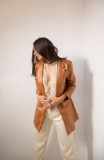 Blazer Couro Fake Marrom