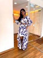 Conjunto Top Amarre Na Frente + Saia Longa