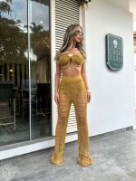 Conjunto Hilo Cropped Pedra + Calça Hilo