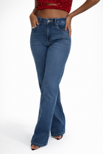 Pantalona Jeans Clássica Azul Escuro