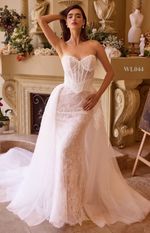 Vestido de Noiva 2 em 1 Tomara que Caia com Corset de Renda com Brilho Off White Nude