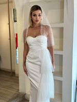 Vestido Midi Tomara que Caia com 3 Folhos de Tule Laterais Branco 
