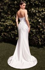Vestido de Noiva Corset Tomara que Caia em Seda com Babados e Acinturado Branco
