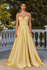 Vestido Longo Seda Corset Alça Fina Com Babados no Busto
