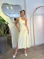 Vestido Midi Cetim Amarelo