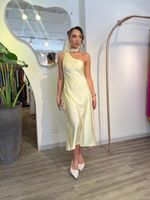 Vestido Midi Cetim Amarelo