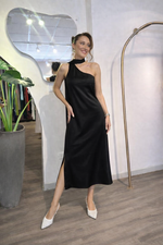 Vestido Midi Cetim Preto