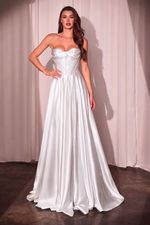 Vestido de Noiva Longo Tomara que Caia com Corset Estruturado e Detalhe no Busto Branco