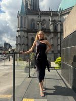 Vestido Midi Cetim Preto