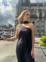 Vestido Midi Cetim Preto