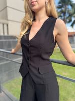 Conjunto Alfaiataria Colete e Calça Preto
