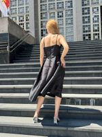 Vestido Midi Corselet com Alças Finas Preto
