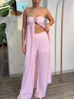 Conjunto Calça e Bata Tomara que Caia com Fivela Rosa