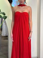 Vestido Longo Tomara que Caia Vermelho