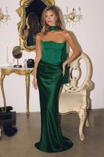 Vestido Longo Tomara que Caia Corset com Saia Cetim Verde