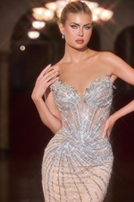 Vestido Longo Tomara que Caia Bordado Luxo Nude