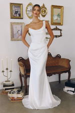 Vestido Longo Um Ombro Só Branco Sereia Branco