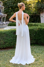Vestido Longo Plissado Tomara que Caia com Fenda Branco