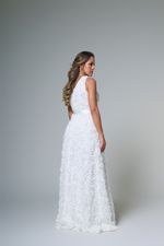 Vestido Longo Floral Com Cinto Branco