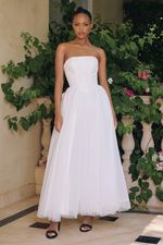 Vestido Longo Tomara que Caia Tule com Laço Branco