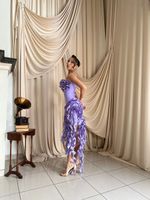 Vestido Curto Tomara que Caia com Babados Lilas