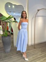 Vestido Midi Tomara que Caia com Cinto Azul