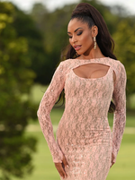 Vestido Longo em Renda Decote Quadrado 2 Formas Rosa