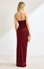Vestido Longo Tomara que Caia com Babados Marsala