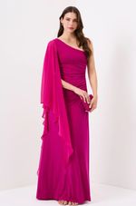 Vestido Longo Um Ombro Drapeado Violeta