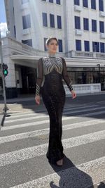 Vestido Longo De Strass E Paetê