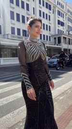 Vestido Longo De Strass E Paetê