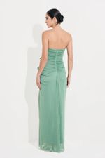 Vestido Longo Tomara que Caia com Babados Verde Herva