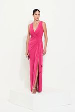 Vestido Longo Cruzado Busto Liso Regata Rosa