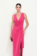 Vestido Longo Cruzado Busto Liso Regata Rosa