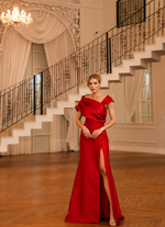Vestido Longo de Uma Alça Transpassado Um Ombro Vermelho