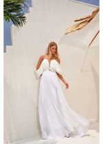 Vestido Longo Decote V Profundo Ombro a Ombro Branco