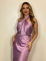Vestido longo seda  frente única