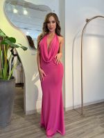Vestido Longo Mandy Decote V Drapeado Rosa